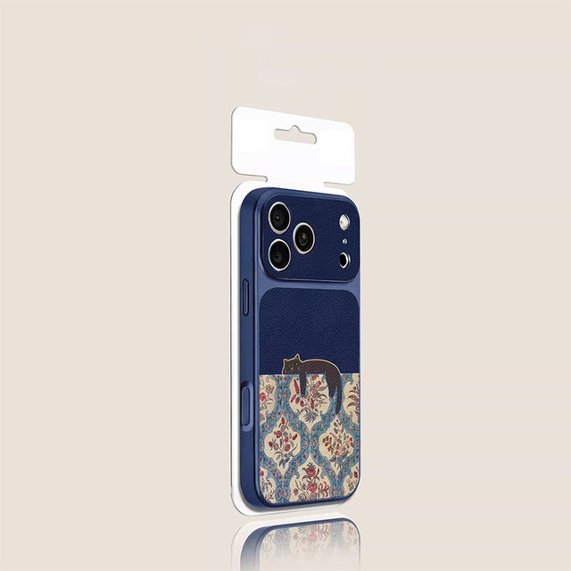 Zenos 2026 New Luxury PU Leather Embossed Lazy Cat Floral Phone Case for // Shockproof Anti-Scratch Retro