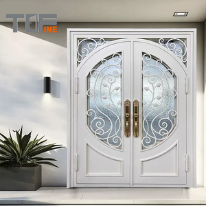 Guangzhou <span class=keywords><strong>Pas</strong></span> <span class=keywords><strong>Cher</strong></span> Haute Qualité Métal Simple Design Intérieur Verre Fer Forgé Autre Portail Coulissant Porte d'Entrée Simple avec Cheval - Product Image 4