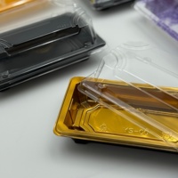 Boîte d'emballage jetable pour sushis 220x90mm avec couvercle transparent, plateau en plastique PET de qualité alimentaire épaissi pour supermarché et comptoir de charcuterie