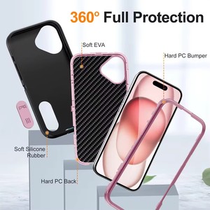 เกราะป้องกันโทรศัพท์2ชั้นกันกระแทกสำหรับ iPhone 16 PRO MAX เคส14 13 Mini 12 11 x XR XS พับได้กรอบลายทาง - Product Image 3