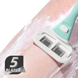 5 Blades Recycled Plastic and Rubber Handle Female Lady Women <b>Razor</b> - Product Image 6
