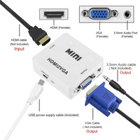 Caja Convertidora Full HD 1080P de HDMI a VGA con Audio y USB Mini HDMI2VGA Convertidor HDMI a VGA