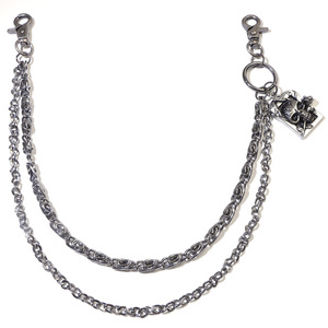 yueli Punk Metal Waist Chain Skeleton Design Double Layer Gunmetal Hip Hop Fashion Body Chain For Men Halloween Accessory - Product Image 5