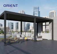 Sistema de Pérgola Moderna de Aluminio con Diseño de Techo de Láminas Automáticas para Hoteles, Restaurantes y Espacios Exteriores