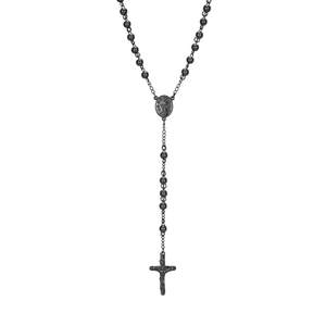 고품질 스테인리스 스틸 종교 묵주 구슬 18K 금 PVD 십자가 펜던트 예수 그리스도 기독교 목걸이 공장 패션 - Product Image 3