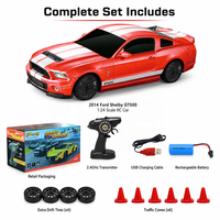 Coche de Carreras a Control Remoto Ford Shelby GT500 1/24, Vehículo de Alta Velocidad para Niños, Juguete de Carreras a Control Remoto