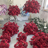 IFG Luxuriöse Seidenblumenkugel 3D Rote Rosen-Arrangements für Hochzeit Weihnachten Ostern Heim-Events Bühnendekoration