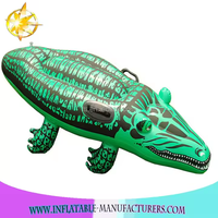 Waterhan FLT1921 Jeu d'Entretenissement Aquatique Multi-joueurs pour Fêtes, Accessoires de Jeu, Bateau Gonflable Ovale Crocodile, Piscine à Vagues en PVC