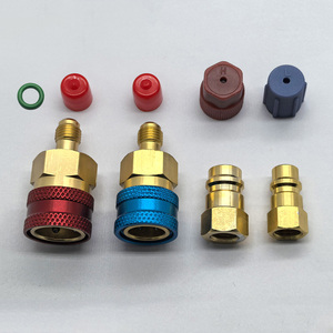 Sistema de <span class=keywords><strong>aire</strong></span> <span class=keywords><strong>acondicionado</strong></span> de <span class=keywords><strong>carga</strong></span> de CA para <span class=keywords><strong>coche</strong></span> de cobre, <span class=keywords><strong>Kit</strong></span> de conversión de acoplador rápido R1234YF R134A, Conector de lado alto y bajo, nueva condición - Product Image 2