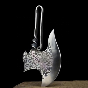 Hacha afilada de alto carbono de 5MM de espesor para cortar hacha ancha de acero OEM <span class=keywords><strong>1055</strong></span> de supervivencia para acampar 12,5 pulgadas hacha de una pieza de espiga completa - Product Image 1