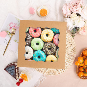 Custom Print Logo <strong>Bekery</strong> Bread Donut Box Biodegradable Folding Kraft Paper Donut Packaging Box With Clean Window to Display - Product Image 3