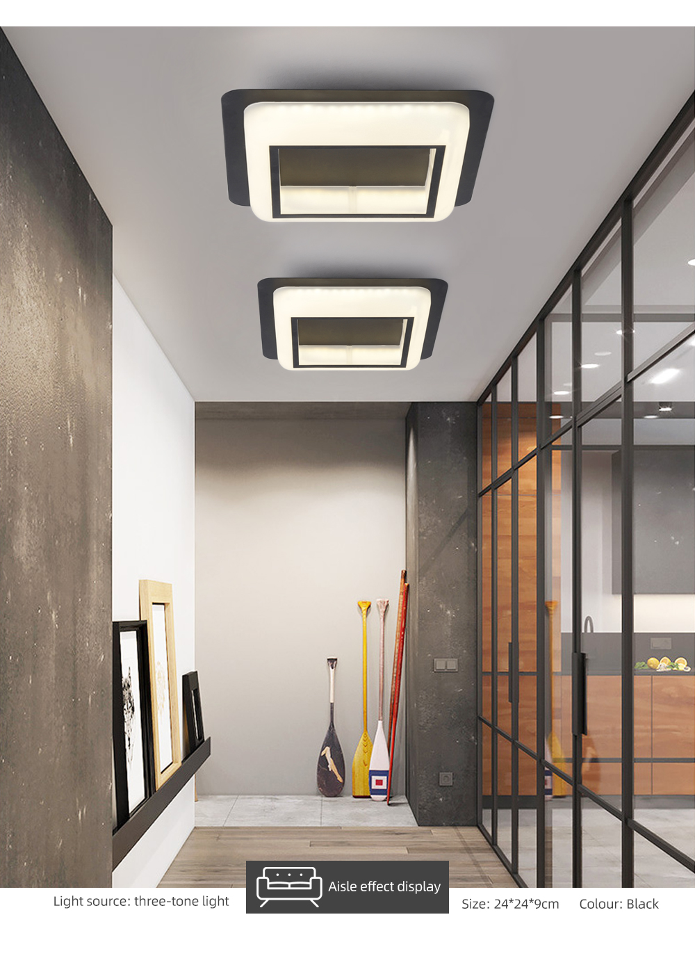 Hot Style Model Surface Mounted Square Three-tone Adjustable Led Ceiling Panel Light For Living Room