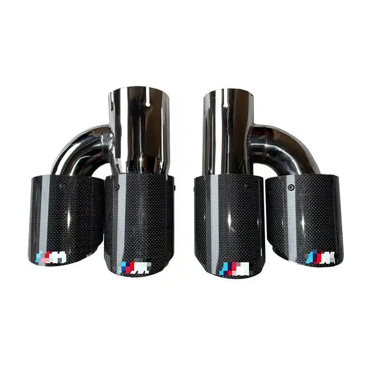 Performance Universal Dual Carbon Fiber Durable R-Style Car Exhaust Muffler 304 Stainless Steel Exhaust Rear Pipe Tip
