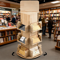 Présentoir rotatif en métal sur pied en bois acrylique dépliant porte-livre de magazines présentoir rotatif présentoir de sol mobile