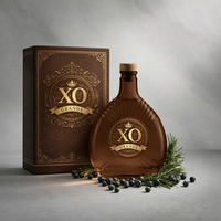 Bouteille en verre ovale de 500 ml Super-Flint avec bouchon en liège, transparente, de luxe, pour vin de fruits, boissons, jus, liqueurs, spiritueux, personnalisable en usine