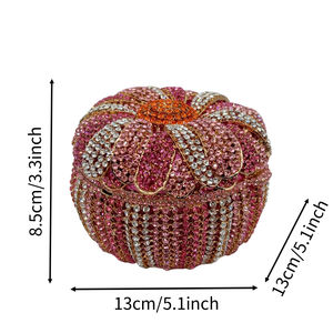 Sac de soirée pour femme, motif floral, strass, pochette scintillante perlée, sac à main en forme de boîte pour soirée - Product Image 3