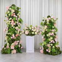Colonne de fleurs artificielles mélangées rose et vert pour décoration de mariage, Noël, événements de remise de diplômes, ensemble de piédestaux, vente en gros personnalisée