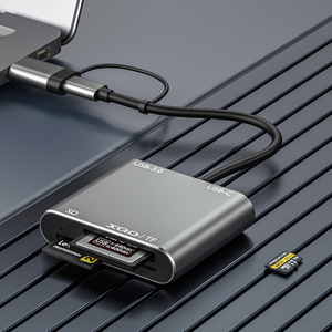 Lector de tarjetas USB 3.0 Hub tipo C, adaptador SD TF XQD, aleación de aluminio, gris espacial - Product Image 4