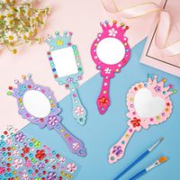 Miroir en bois à finir soi-même, miroir à main pour enfants, miroir de maquillage princesse, décoration de fête d'anniversaire pour enfants, cadeau pour filles