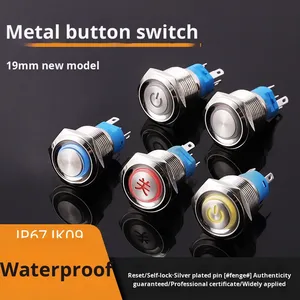 19mm kim loại đẩy nút chuyển đổi 3A IP67 250V LED tự khóa tự đặt lại không thấm nước Tròn Nút nguồn cho xe ô tô mới - Product Image 3