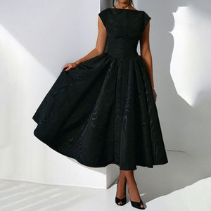 Nouveau style européen américain robe d'été plissée jupe cintrée à taille longue avec motif transfrontalier imprimé numérique tissé - Product Image 5