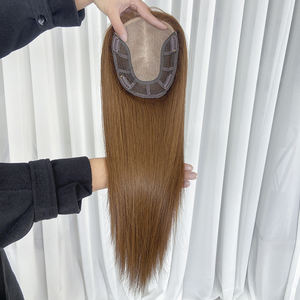 Listo para Enviar, Topper de Cabello Humano con Base de Seda de Doble Trama de 6.5x7 para Cabello Fino, Color Castaño Claro, Topper de Cabello Humano con Parte Superior de Seda para Mujer - Product Image 6