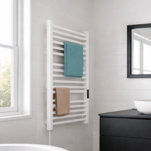 Sèche-serviettes électrique mural avec barre de serviettes pliable et mobile, design moderne, étanche IPX4, pour salle de bain - Product Image 1