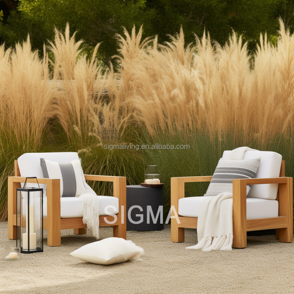 Factory Custom Patio High End Solid Wooden Garden Sofa Modern All Weather Teak Wood Rope Sofa Outdoor Furniture Garden Sofa