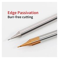 Fraise à micro-embout sphérique en carbure pour routeur CNC et machine à PCB, 2 cannelures, revêtement titane, 3 mm (longueur utile), en tungstène