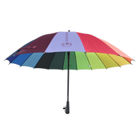 Parapluies en pongee arc-en-ciel en gros avec logo personnalisé, 16 baleines en alliage, coupe-vent, ouverture automatique, grand modèle droit, 190T, luxe moderne