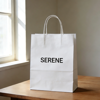 Sac en papier kraft blanc personnalisé avec poignées, écologique, de luxe, biodégradable, avec votre propre logo