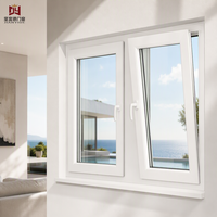 Ventana Abatible de PVC, Ventana Abatible de PVC Ahorradora de Energía, Resistente al Viento y al Agua para Proyectos de Construcción de Viviendas Residenciales