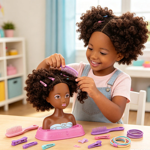 <span class=keywords><strong>Tête</strong></span> de poupée Anlily 2026 tendance noire avec cheveux <span class=keywords><strong>afro</strong></span>, <span class=keywords><strong>jouet</strong></span> de coiffure, <span class=keywords><strong>jouet</strong></span> de salon de coiffure en ABS écologique pour enfants - Product Image 4