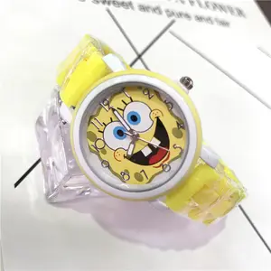 Yeni 2023 sıcak satmak Spongebob çocuk karikatür deri Quartz saat çocuk kız erkek dikiş Quartz saat