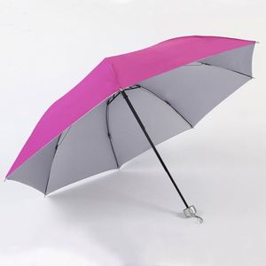Parapluie publicitaire pliant en trois, anti-UV, pour le soleil et la pluie, avec 8 bâtons inversés et revêtement argenté, vente en gros à prix abordable - Product Image 1