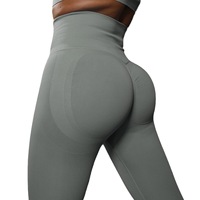 Pantalon de yoga sans couture, taille haute, moulant, longueur intégrale, en Spandex/Nylon, infroissable, effet galbe fessier, pour l'entraînement, modèle international