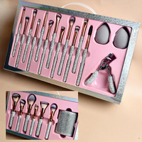 Bestseller – Ensemble de 22 pinceaux de maquillage à manche en bois orné de diamants, poils en nylon, avec bandeau et recourbe-cils
