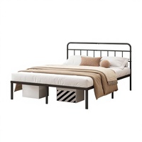 Cadre de lit Queen Size 12 pouces avec tête de lit minimaliste, base plateforme en métal, lattes robustes, sommier et rangement intégré