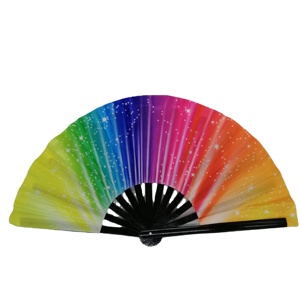 Grand éventail pliant en bambou de 33 cm (13 pouces) style art populaire sculpté, portable, cadeau d'affaires, article promotionnel en stock - Product Image 2