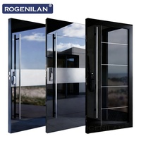 Puerta de Entrada Principal de Aluminio con Vidrio Espejado Insonorizado para Exteriores Rogenilan, Puertas de Seguridad con Cerradura Inteligente