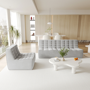 VOXHOME ABD'de Stokta Vakumlu Sıkıştırılmış Kanepe Gri 1 <span class=keywords><strong>2</strong></span> 3 Kişilik Şönil Keten Karışımlı Kumaş Waffle Kanepe Koltuk Takımı - Product Image 3