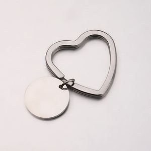 Heart Ring Round Disc Blank Keychain Mirror Polished Stainless Steel Personalize Custom Logo Laser Engrave Charm <b>Metal</b> <b>Key</b> <b>Chain</b> - Product Image 2