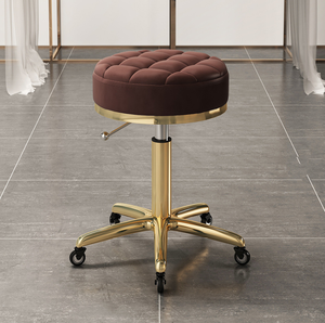 Chaise de coiffure réglable à 360 degrés avec roulettes, tabouret de salon doré, mobilier de salon de haute qualité - Product Image 4