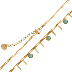 18K Gold Plated Choker with Small Gemstones Stainless Steel Turquoise Pendent <strong>Boho</strong> <strong>Necklaces</strong> for Women - Product Image 5