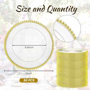 Plateau transparent à bord perlé pour mariage, banquet, décoration de la maison - Product Image 2
