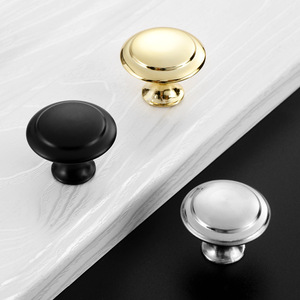 Stainless Steel Cabinet Knob Round Mushroom Shape Black Gold Silver American Style Durable Handle for Furniture - Product Image 1