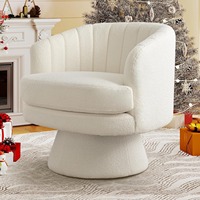 Fauteuil pivotant CANMOV avec accoudoirs, fauteuil moderne pivotant à 360 degrés avec dossier incurvé et coussin moelleux