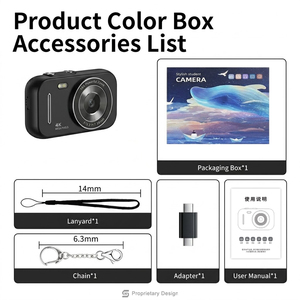 Caméra de vlogging 4K 2K UHD 48MP avec autofocus, écran IPS 2,8 pouces, capteur CMOS 2MP, 17 filtres, enregistreur MP3 800mAh, carte SD 128 Go – Idéale pour débutants et étudiants - Product Image 5