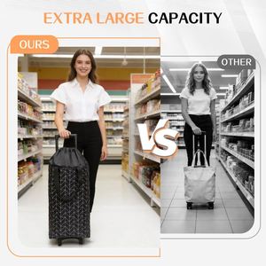 New High Quality Light Weight Foldable Two Wheel Trolley Shopping Cart <b>Cooler</b> Bag Zipper Closure PP Webbing Handle Polyester - Product Image 5