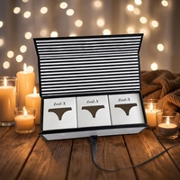 Boîte cadeau rigide avec ruban noir et blanc personnalisé, avec deux boîtes intérieures pour l'emballage de lingerie et de sous-vêtements